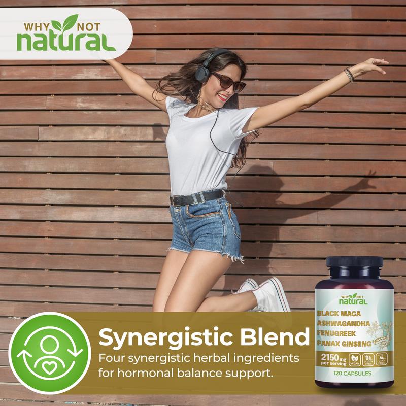 4-in-1 Organic Black Maca Root, Ashwagandha, Fenugreek, Panax Ginseng Supplement