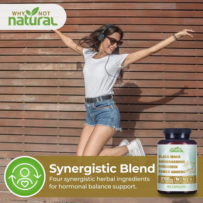 4-in-1 Organic Black Maca Root, Ashwagandha, Fenugreek, Panax Ginseng Supplement